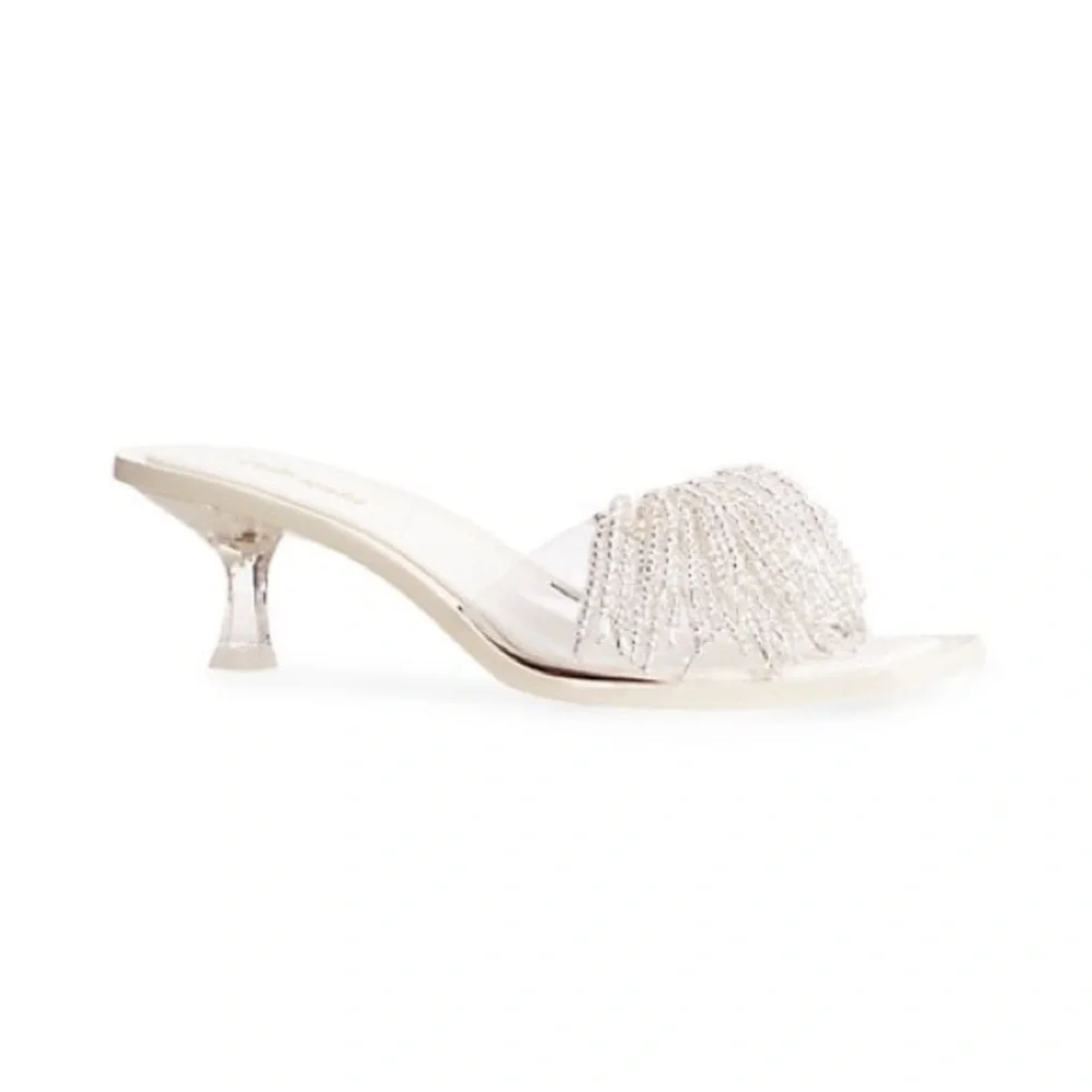 Cult Gaia Uma fringe crystal, embellished, PVC mule, beaded sandal size 38 - Picture 4 of 4